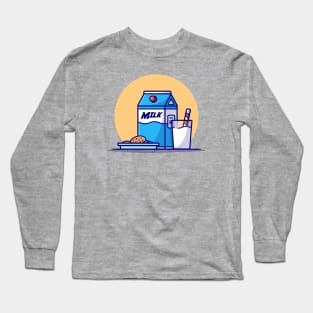 Milk And Cookies Cartoon Vector Icon Illustration Long Sleeve T-Shirt